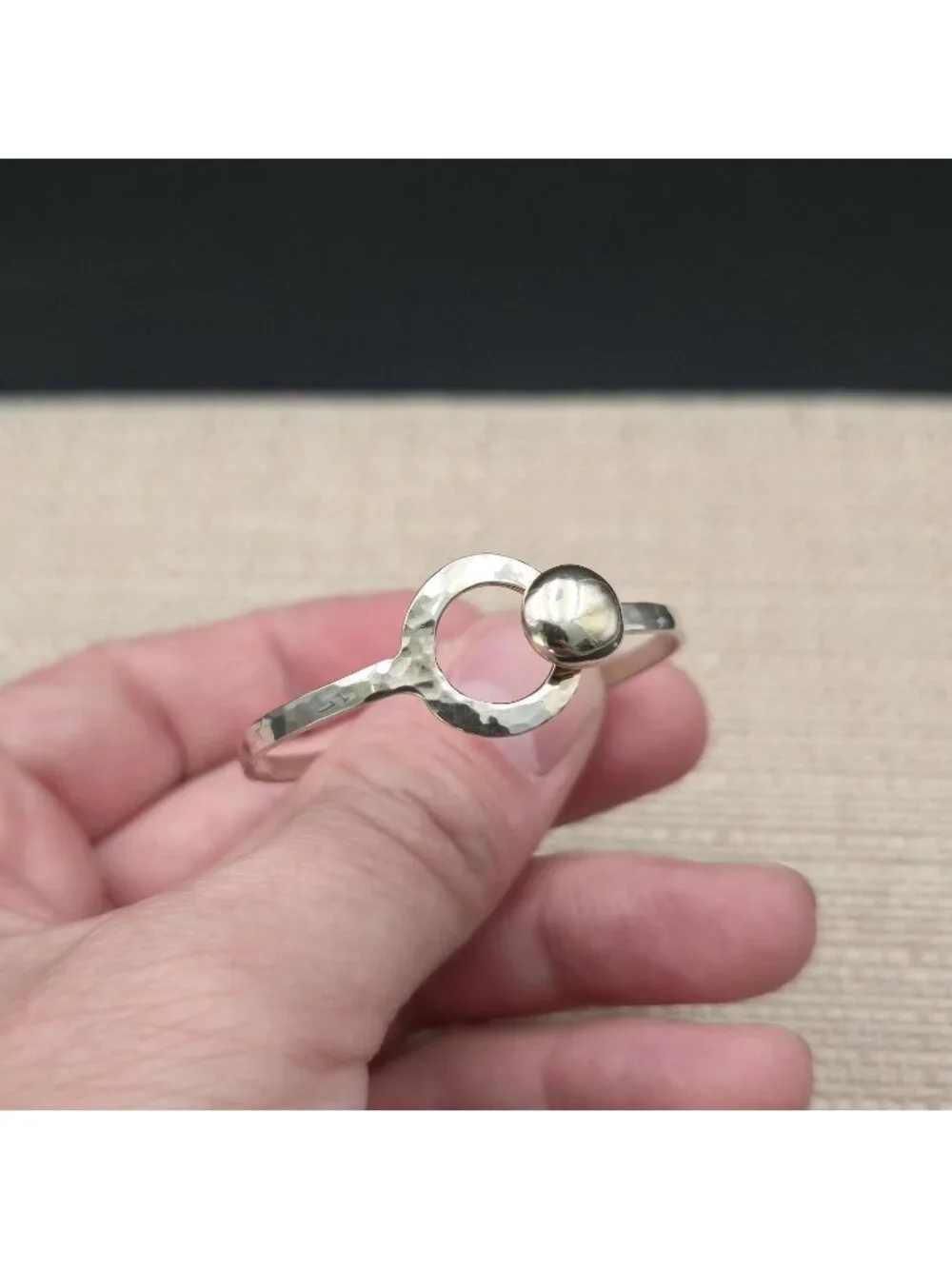4.5 Inch Parker Sterling Silver Hammered Ball Hook Child's Bangle Bracelet B1458